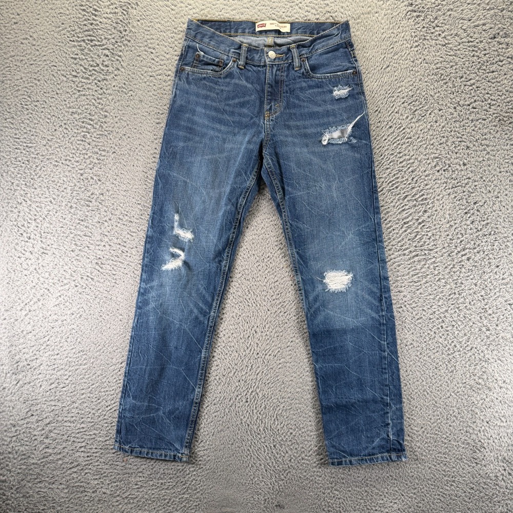 Levi's 502 Jeans Womens 14 Blue Cotton Denim Tapered Workwear Distressed Faded